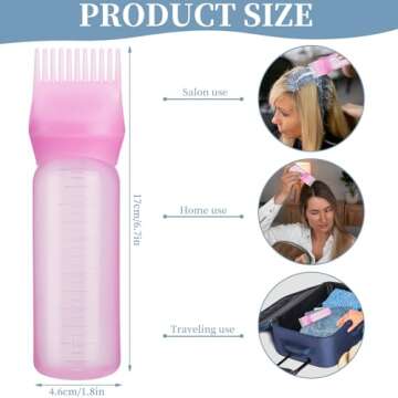 Pimoys Root Comb Applicator Bottle 6 Ounce, Oil Applicator for Hair Dye, Hair Oiling Bottle Brush wi...
