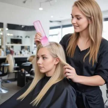 Pimoys Root Comb Applicator Bottle 6 Ounce, Oil Applicator for Hair Dye, Hair Oiling Bottle Brush with Graduated Scale, Pink