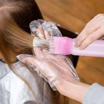 Pimoys Root Comb Applicator Bottle 6 Ounce, Oil Applicator for Hair Dye, Hair Oiling Bottle Brush with Graduated Scale, Pink