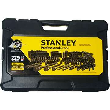 STANLEY Professional Grade Black Chrome NEW Mechanics Tool Set (Socket Set-229 pieces)