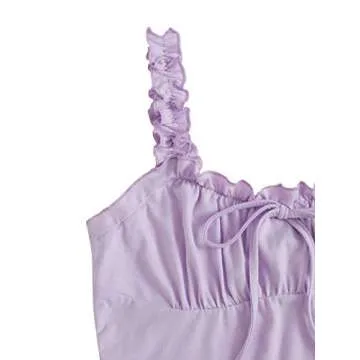 Trendy Verdusa Women's Ruffle Bustier Crop Top in Lavender