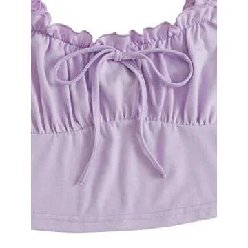 Trendy Verdusa Women's Ruffle Bustier Crop Top in Lavender