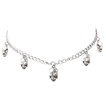 Sacina Gothic Skull Skeleton Choker Necklace - Bold Zinc Alloy Pendant