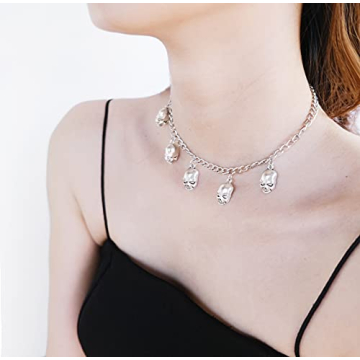 Gothic Skull Skeleton Choker Necklace - Zinc Alloy Pendant Gift