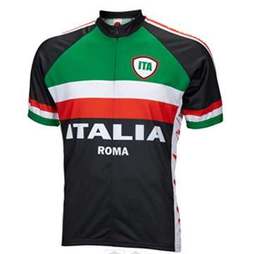 World Jerseys Men's Italia Team Cycling Jersey - Large Black/Green