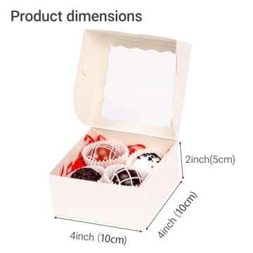 RomanticBaking 40 Pack Bakery Boxes 4x4x2 Inches Cookies Boxes Mini Bundt Cake Boxes Pie Boxes Cinnamon Roll Treat Boxes Chocolate Truffle Boxes Party Wedding Favor