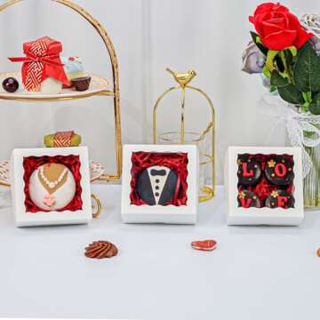 RomanticBaking 40 Pack Bakery Boxes 4x4x2 Inches Cookies Boxes Mini Bundt Cake Boxes Pie Boxes Cinnamon Roll Treat Boxes Chocolate Truffle Boxes Party Wedding Favor