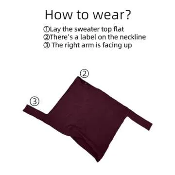 LILLUSORY Womens Batwing Oversized Sweaters 2025 Boat Neck Wrap Tunic Tops Fall Fashion Wine Red Medium