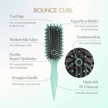 Bounce Curl Define EdgeLift Brush, 5-in-1 Tool for Effortlessly Defined Curls, Waves & Coils, Reduce...