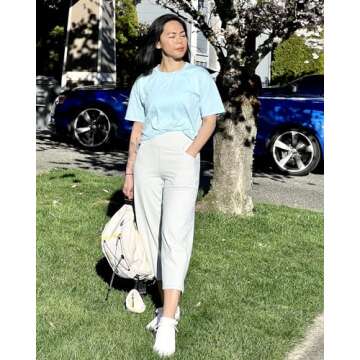 Promover Wide Leg Pants Woman Capri Yoga Pants Loose Fit Casual Lounge Workout Culotte Pants Tummy C...