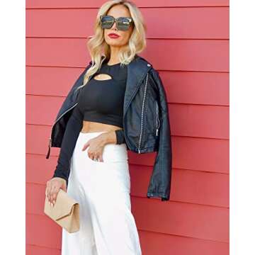 Promover Wide Leg Pants Woman Capri Yoga Pants Loose Fit Casual Lounge Workout Culotte Pants Tummy Control Dress Pants Dressy Summer(White,S,23")