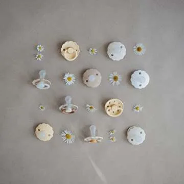 FRIGG Daisy SilkySoft Silicone Baby Pacifier | Made in Denmark | BPA-Free (Croissant/Portobello, 0-6 Months)