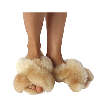 RAYMIS Women's Stylish Baby Alpaca Fur Slippers