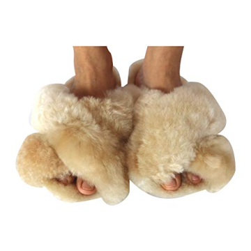 RAYMIS Women's Stylish Baby Alpaca Fur Slippers