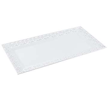 Silver Spoons and More,white Lace Rim 14"x7.5" Heavyweight Plastic Set of 2 Serving Trays