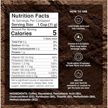 VitaCup Energy Light Roast Coffee Pods, Boost Focus & Metabolism, Antioxidants, B Vitamins, Crisp & Smooth,100% Arabica Coffee, Recyclable Single Serve Pod Compatible with Keurig K-Cup Brewers,16 Ct