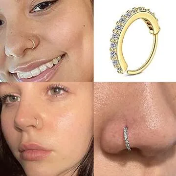 MODRSA Gold Nose Rings for Women Nose Piercings 20g Nose Rings Hoops Gold Nose Hoop Surgical Steel Nose Rings Studs Nose Rings Hoops Heart Nose Ring