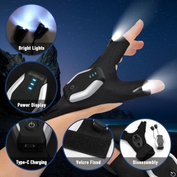 BIIB LED Rechargeable Flashlight Gloves for Men