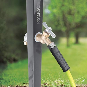 Aqua Joe Steel Garden Hose Stand with Solid Brass Faucet