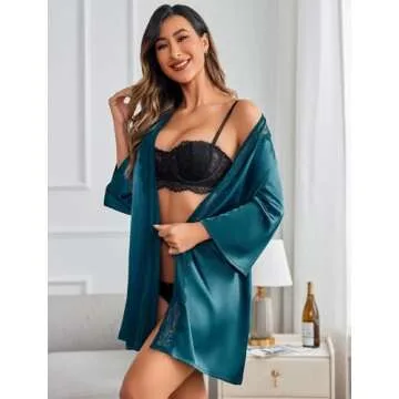 ADOME Women's Short Satin Kimono Robe for Stylish Comfort
