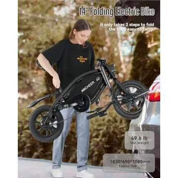 ANCHEER Foldable Electric Bike, 20MPH Speed, Eco-Friendly