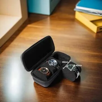 AUKURA 3 Slot Hard Watch Travel Case, Watch Roll Case Storage and Organizer for Men and Women, with anti-move watch pillow (Black fabric 3Slots)