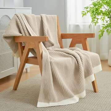 Amélie Home Chenille Waffle Throw Blanket for Couch, Reversible Soft Cozy Knit Blanket Lightweight ...