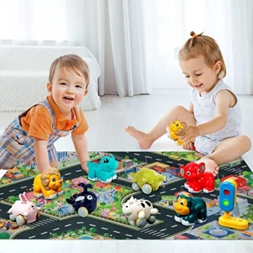 Animal Car Toy Gift with Playmat for 1-Year-Olds