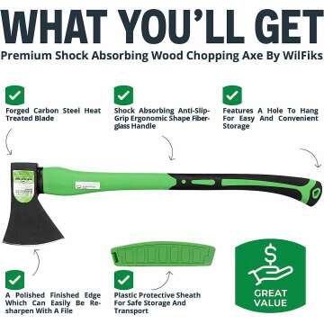 WilFiks 26" Camping Axe for Wood Splitting and Kindling