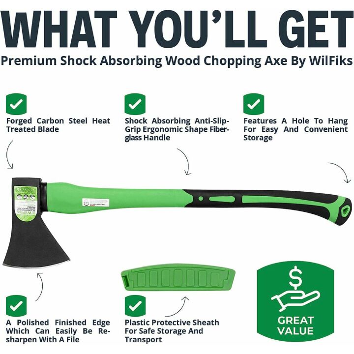 WilFiks 26" Camping Axe for Wood Splitting and Kindling