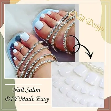 RODAKY Press On Toe Nails - Glossy Solid Color Design