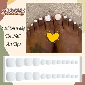 RODAKY Press On Toe Nails - Glossy Solid Color Design