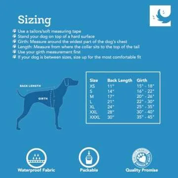 RC Pets Packable Rain Poncho, Dog Coat, Large, Raindrops