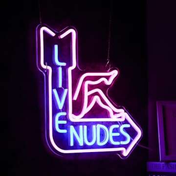 Live Nudes Neon Sign Cool Led Sign Pink Blue Neon Sign ，Live Nudes Neon Signs for Wall Decor Room ...