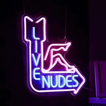 Live Nudes Neon Sign Cool Led Sign Pink Blue Neon Sign ，Live Nudes Neon Signs for Wall Decor Room ...