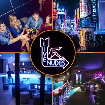 Live Nudes Neon Sign Cool Led Sign Pink Blue Neon Sign ，Live Nudes Neon Signs for Wall Decor Room Decor, Dimmable USB Powered Led Neon Signs For Man Cave Beer Bar Wall Decor Lamp Light