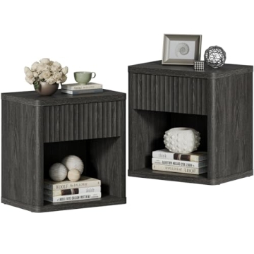 Large Modern Wood Nightstands - SICOTAS Night Stand Set