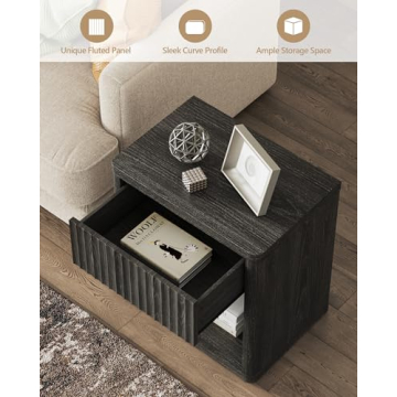 Large Modern Wood Nightstands - SICOTAS Night Stand Set