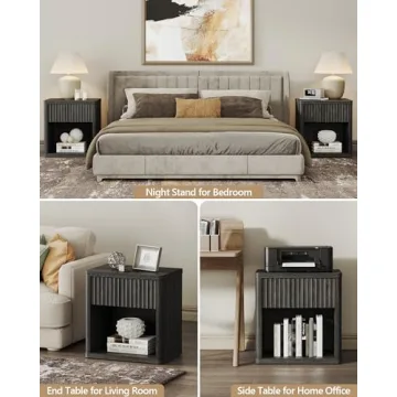 Large Modern Wood Nightstands - SICOTAS Night Stand Set