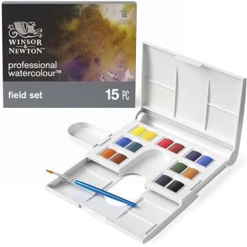 Winsor & Newton Professional Watercolor Paint Set, Field Box, 12 Half Pan