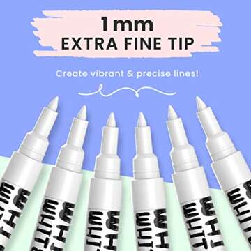Chalkola White Chalk Markers Fine Tip (6 Pack, 1mm Extra Fine Point) - Dry Erase Liquid Chalk Pens f...