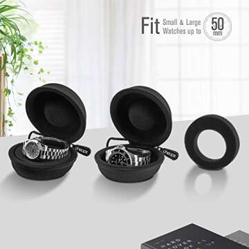 Cheopz Travel Watch Case Single Storage Box for Wristwatches & Smart Watches up to 50mm, Black