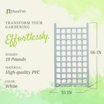 Dura-Trel PVC Garden Trellis for Climbing Vine Plants, Country Garden, White, 35" x 66"