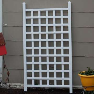 Dura-Trel PVC Garden Trellis for Climbing Vine Plants, Country Garden, White, 35" x 66"