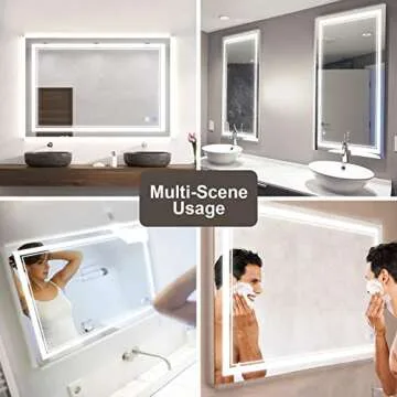 BBE 36x28 Inch LED Bathroom Mirror Vanity Mirror with Dimmable Light 2700K-6000K CRI 90+ Wall-Mounted Anti-Fog for Makeup Hardwire and Plug in (Horizontal/Vertical)