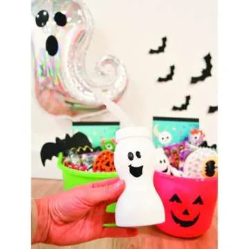 Fun Express Ghost Cups with Straw Set for Halloween