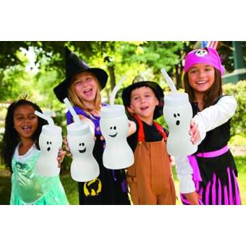 Fun Express Ghost Cups with Straw Set for Halloween
