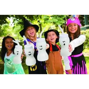 Fun Express Ghost Cups with Straw Set for Halloween