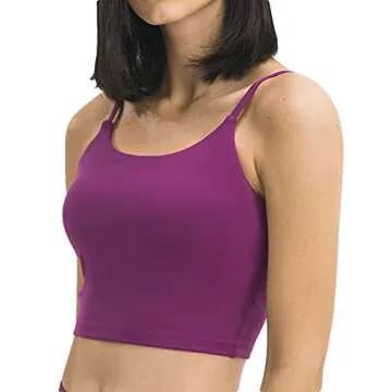 Lemedy Women Padded Sports Bra Fitness Workout Running Shirts Yoga Tank Top (L, Red Violet)