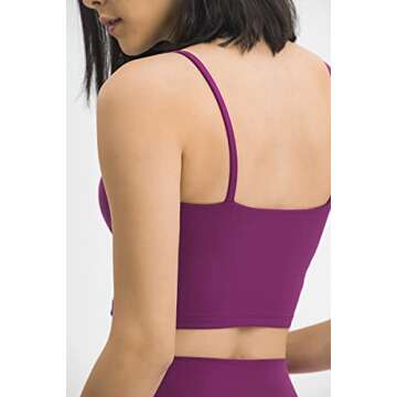 Lemedy Women Padded Sports Bra Fitness Workout Running Shirts Yoga Tank Top (L, Red Violet)